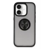 Newface Apple iPhone 16 Kılıf Montreal Yüzüklü Silikon Kapak - Siyah