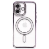 Newface Apple iPhone 16 Plus Kılıf Joke Simli Magneticsafe Kılıf - Derin Mor