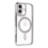 Newface Apple iPhone 16 Plus Kılıf Joke Simli Magneticsafe Kılıf - Gümüş