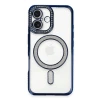 Newface Apple iPhone 16 Plus Kılıf Joke Simli Magneticsafe Kılıf - Lacivert