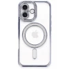 Newface Apple iPhone 16 Plus Kılıf Joke Simli Magneticsafe Kılıf - Mavi