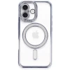 Newface Apple iPhone 16 Plus Kılıf Joke Simli Magneticsafe Kılıf - Mavi