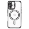 Newface Apple iPhone 16 Plus Kılıf Joke Simli Magneticsafe Kılıf - Siyah