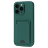 Newface Apple iPhone 16 Plus Kılıf Kelvin Kartvizitli Silikon - Koyu Yeşil