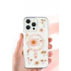 Newface Apple iPhone 16 Pro Kılıf Daisy Simli Magsafe Kapak - Gümüş