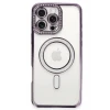 Newface Apple iPhone 16 Pro Kılıf Joke Simli Magneticsafe Kılıf - Derin Mor