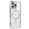 Newface Apple iPhone 16 Pro Kılıf Joke Simli Magneticsafe Kılıf - Gümüş