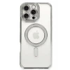 Newface Apple iPhone 16 Pro Kılıf Joke Simli Magneticsafe Kılıf - Gümüş