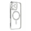 Newface Apple iPhone 16 Pro Kılıf Joke Simli Magneticsafe Kılıf - Gümüş
