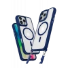 Newface Apple iPhone 16 Pro Max Kılıf Enka Magsafe Silikon Kılıf - Lacivert