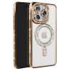 Newface Apple iPhone 16 Pro Max Kılıf Joke Simli Magneticsafe Kılıf - Gold