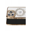 Newface Apple iPhone 16 Pro Max Kılıf Joke Simli Magneticsafe Kılıf - Gold