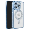 Newface Apple iPhone 16 Pro Max Kılıf Joke Simli Magneticsafe Kılıf - Mavi