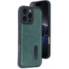 Newface Apple iPhone 16 Pro Max Kılıf Sara Kartvizitli Deri Kılıf - Koyu Yeşil