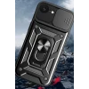 Newface Apple iPhone 16E Kılıf Pars Lens Yüzüklü Silikon - Siyah