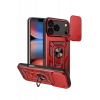Newface Apple iPhone 17 Pro Pars Lens Yüzüklü Silikon - Kırmızı