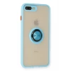 Newface Apple iPhone 7 Plus Kılıf Montreal Yüzüklü Silikon Kapak - Buz Mavi