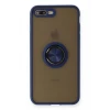 Newface Apple iPhone 7 Plus Kılıf Montreal Yüzüklü Silikon Kapak - Lacivert