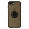 Newface Apple iPhone 7 Plus Kılıf Montreal Yüzüklü Silikon Kapak - Siyah