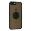 Newface Apple iPhone 7 Plus Kılıf Montreal Yüzüklü Silikon Kapak - Siyah
