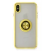 Newface Apple iPhone X Kılıf Montreal Yüzüklü Silikon Kapak - Sarı