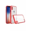 Newface Apple iPhone XS Max Kılıf Miami Şeffaf Silikon - Kırmızı