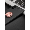 Newface Apple iPhone XS Max Kılıf Range Yüzüklü Silikon - Siyah-Gold