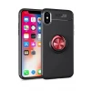 Newface Apple iPhone XS Max Kılıf Range Yüzüklü Silikon - Siyah-Kırmızı
