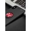 Newface Apple iPhone XS Max Kılıf Range Yüzüklü Silikon - Siyah-Kırmızı