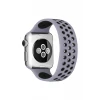 Newface Apple Watch 38mm Ayarlı Delikli Silikon Kordon - Gri-Siyah