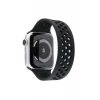 Newface Apple Watch 38mm Ayarlı Delikli Silikon Kordon - Siyah-Siyah