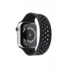 Newface Apple Watch 38mm Ayarlı Delikli Silikon Kordon - Siyah-Siyah