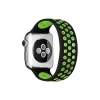 Newface Apple Watch 38mm Ayarlı Delikli Silikon Kordon - Siyah-Yeşil