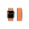 Newface Apple Watch 42mm Hasırlı Cırtcırtlı Kordon - Turuncu