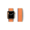 Newface Apple Watch 42mm Hasırlı Cırtcırtlı Kordon - Turuncu