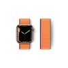 Newface Apple Watch 42mm Hasırlı Cırtcırtlı Kordon - Turuncu