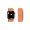 Newface Apple Watch 42mm Hasırlı Cırtcırtlı Kordon - Turuncu