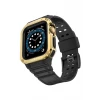 Newface Apple Watch 42mm KR401 Silikon Kordon - Siyah-Gold