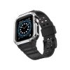 Newface Apple Watch 42mm KR401 Silikon Kordon - Siyah-Gümüş