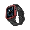 Newface Apple Watch 42mm KR401 Silikon Kordon - Siyah-Kırmızı