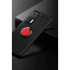 Newface Huawei P40 Kılıf Range Yüzüklü Silikon - Siyah-Kırmızı