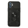 Newface Apple iPhone 11 Kılıf Pars Lens Yüzüklü Silikon - Siyah