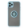 Newface Apple iPhone 11 Pro Max Kılıf Montreal Yüzüklü Silikon Kapak - Buz Mavi