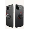Newface Apple iPhone 11 Pro Max Kılıf Range Yüzüklü Silikon - Siyah-Kırmızı