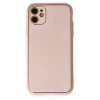 Newface Apple iPhone 12 Kılıf Coco Deri Silikon Kapak - Pudra