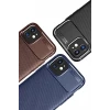 Newface Apple iPhone 12 Mini Kılıf Auto Focus Karbon Kapak - Kahverengi