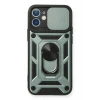 Newface Apple iPhone 12 Mini Kılıf Pars Lens Yüzüklü Silikon - Yeşil