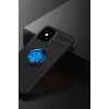 Newface Apple iPhone 12 Mini Kılıf Range Yüzüklü Silikon - Siyah-Mavi