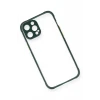 Newface Apple iPhone 12 Pro Kılıf Miami Şeffaf Silikon - Koyu Yeşil