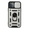 Newface Apple iPhone 12 Pro Kılıf Pars Lens Yüzüklü Silikon - Gümüş